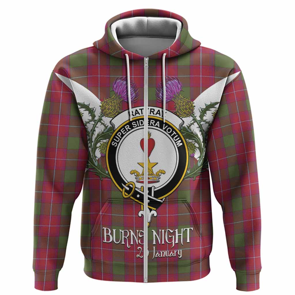 Rattray Tartan Family Crest Hoodie Scottish Burns Night Thistle Floral