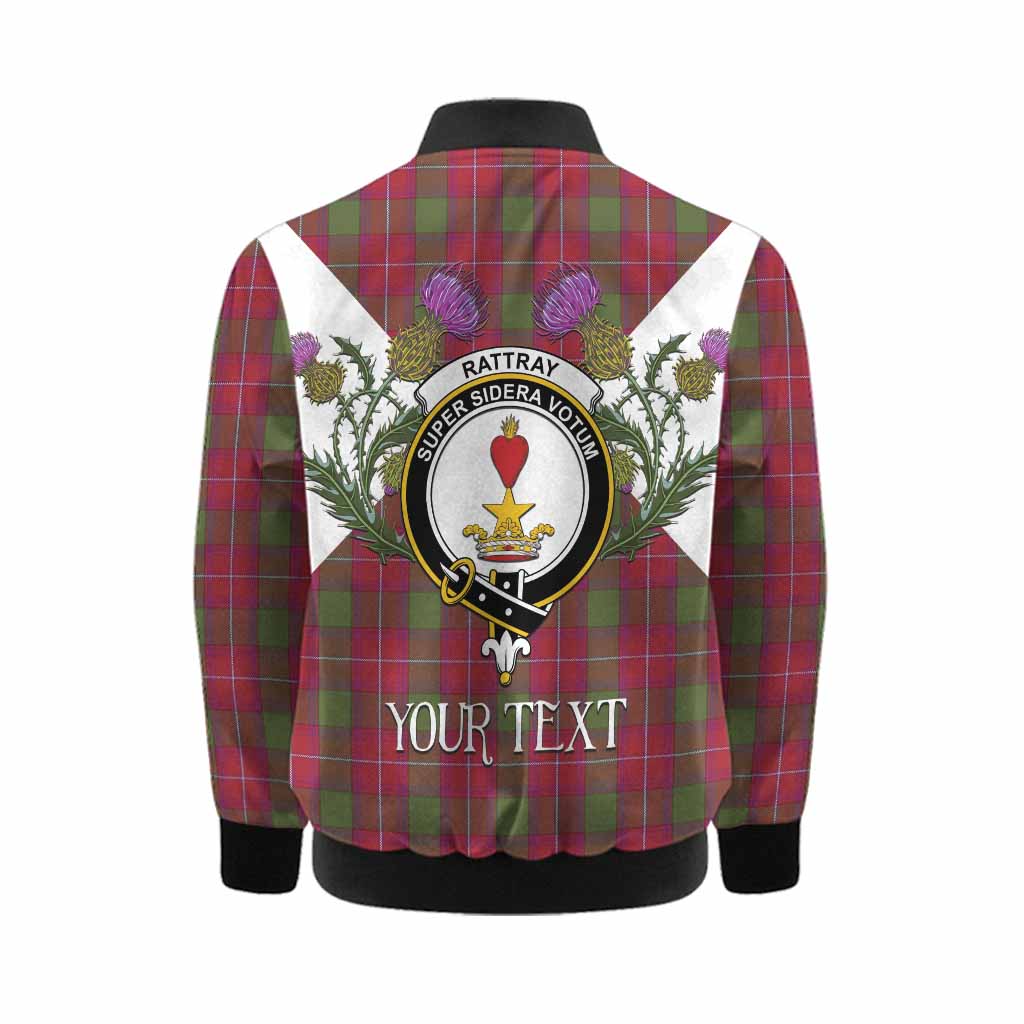 Rattray Tartan Family Crest Kid Bomber Jacket Scottish Burns Night Thistle Floral