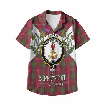 Rattray Tartan Family Crest Kid Hawaiian Shirt Scottish Burns Night Thistle Floral