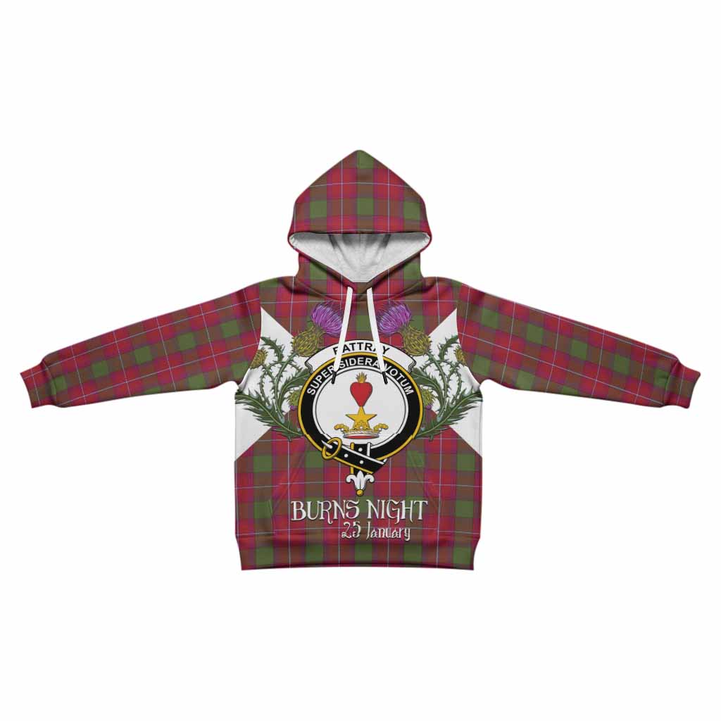 Rattray Tartan Family Crest Kid Hoodie Scottish Burns Night Thistle Floral