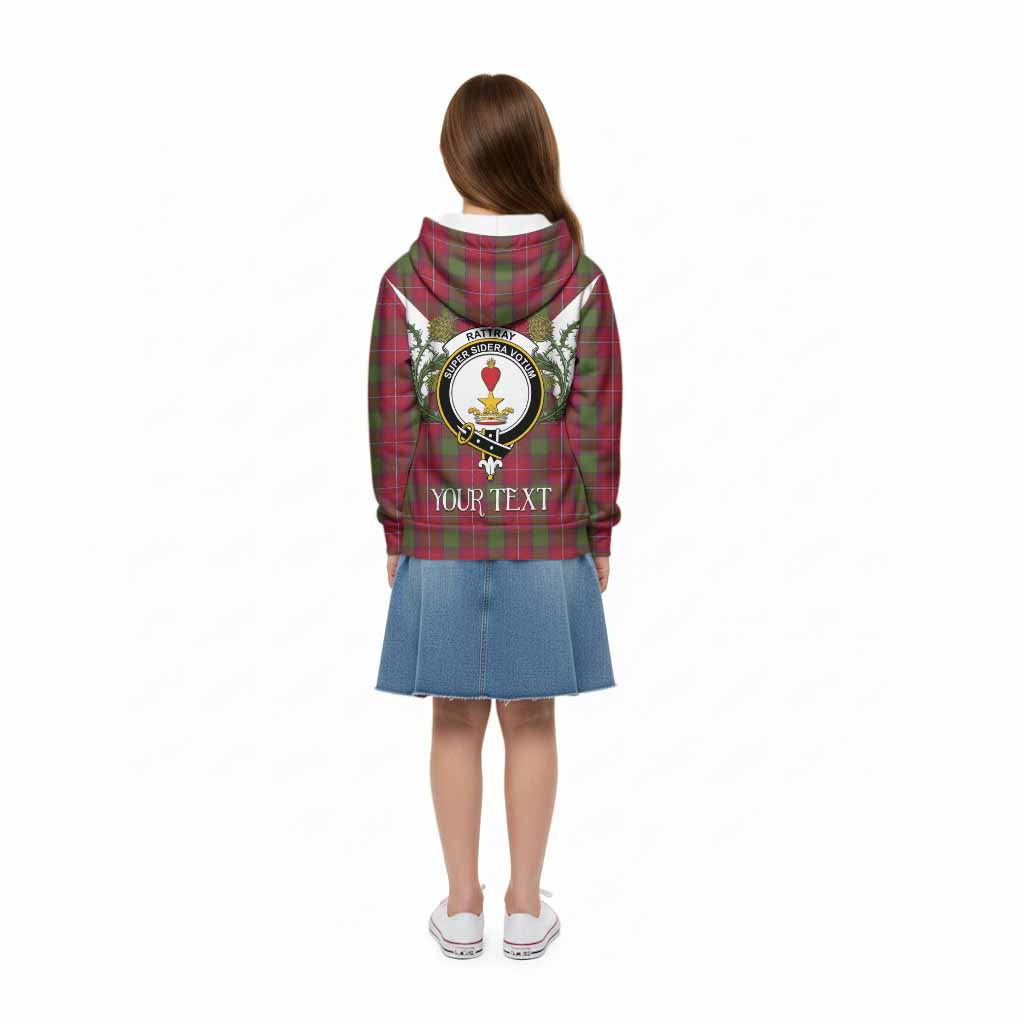 Rattray Tartan Family Crest Kid Hoodie Scottish Burns Night Thistle Floral