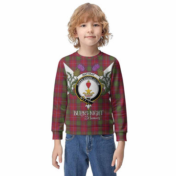 Rattray Tartan Family Crest Kid Knitted Sweatshirt Scottish Burns Night Thistle Floral