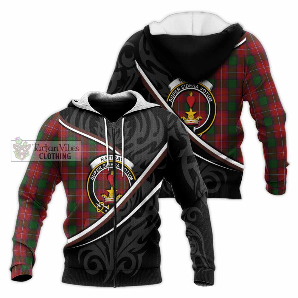 Rattray Tartan Family Crest Knitted Hoodie Celtic Scottish Thistle Floral - Tartan Vibes Clothing