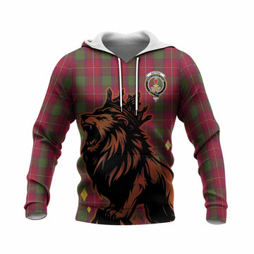 Rattray Tartan Family Crest Knitted Hoodie Crowned Lion Roaring