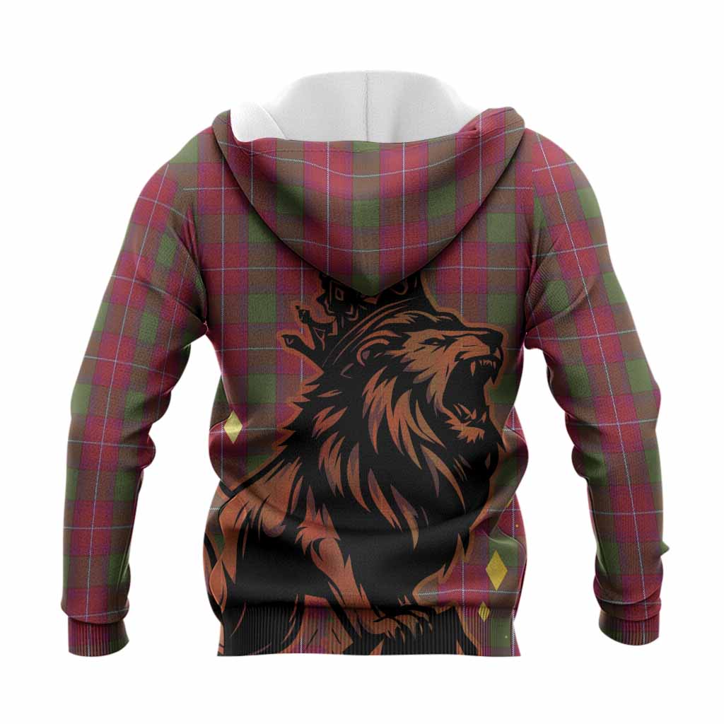 Rattray Tartan Family Crest Knitted Hoodie Crowned Lion Roaring