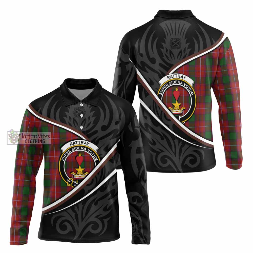 Rattray Tartan Family Crest Long Sleeve Polo Shirt Celtic Scottish Thistle Floral - Tartan Vibes Clothing