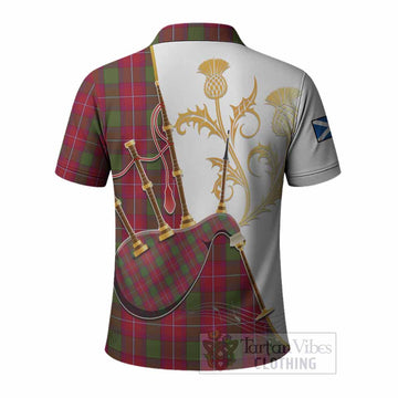 Rattray Tartan Family Crest Polo Shirt Bagpipes with Scottish Thistle
