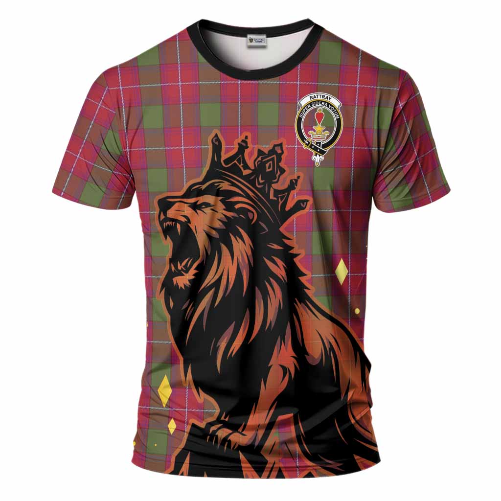 Rattray Tartan Family Crest T-Shirt Crowned Lion Roaring