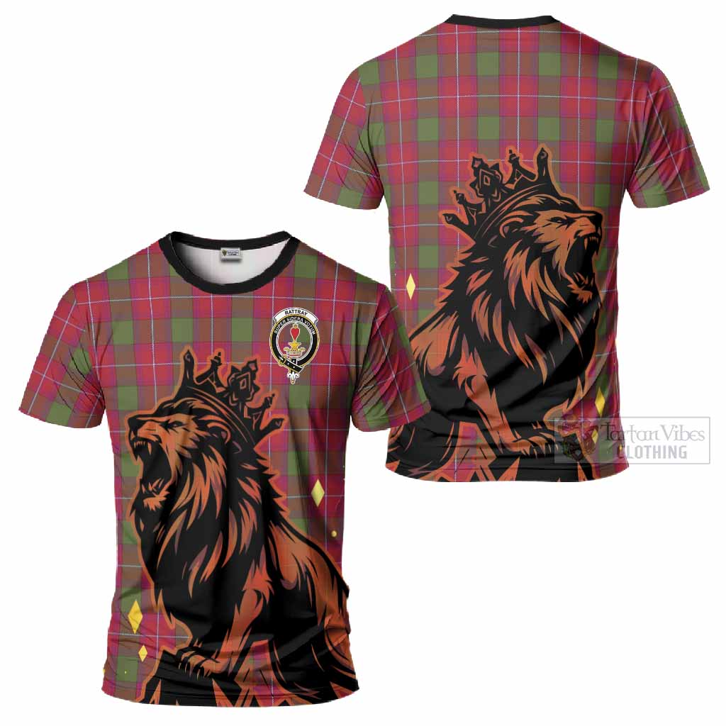Rattray Tartan Family Crest T-Shirt Crowned Lion Roaring