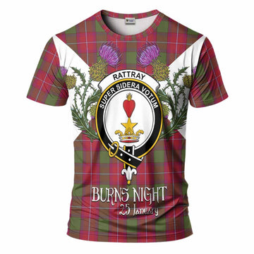 Rattray Tartan Family Crest T-Shirt Scottish Burns Night Thistle Floral