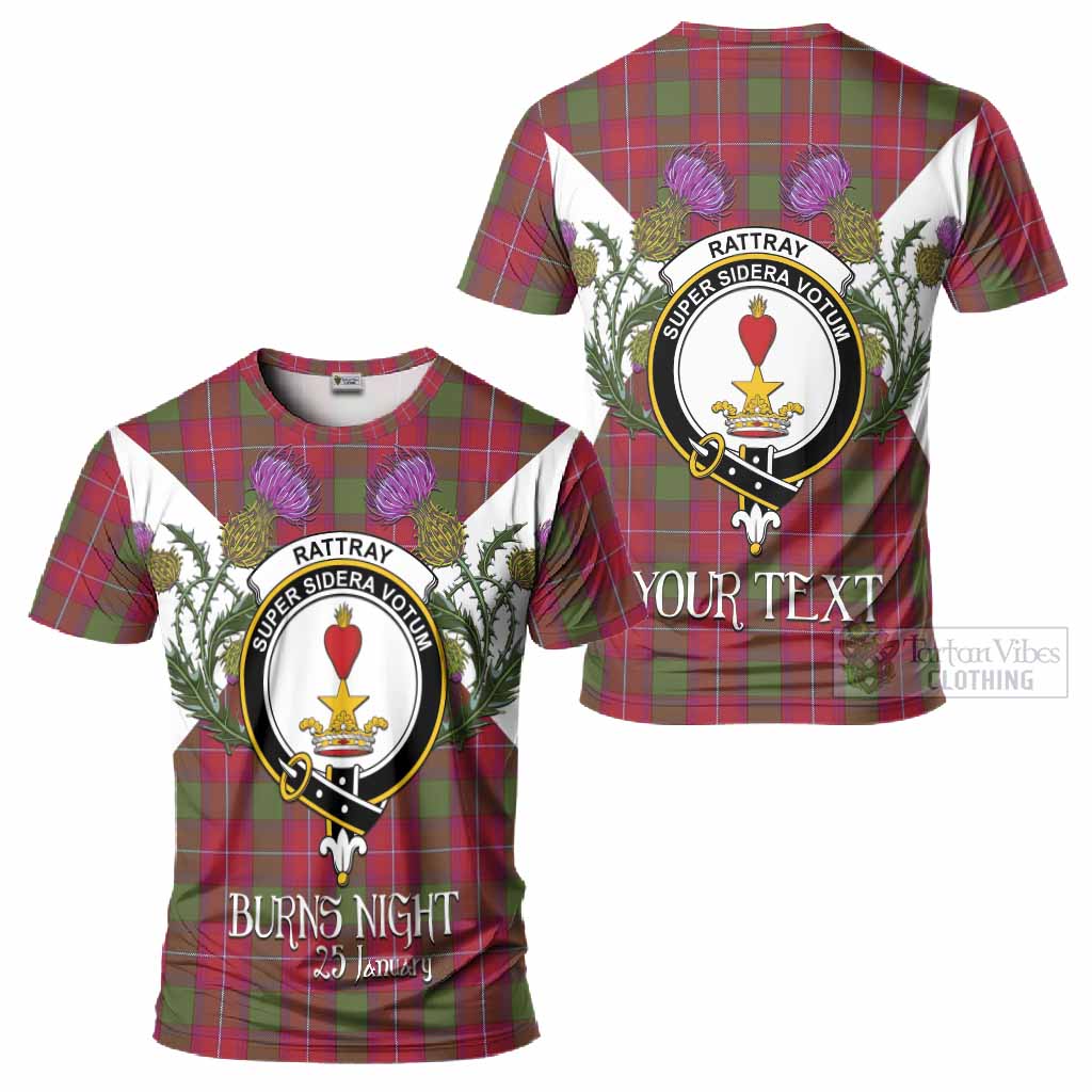Rattray Tartan Family Crest T-Shirt Scottish Burns Night Thistle Floral