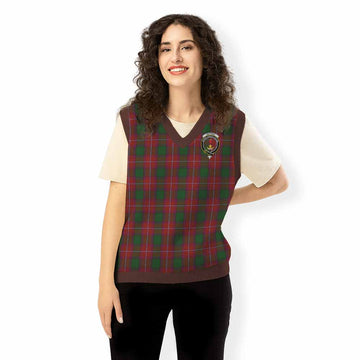 Rattray Tartan Knitted V-Neck Vest with Family Crest