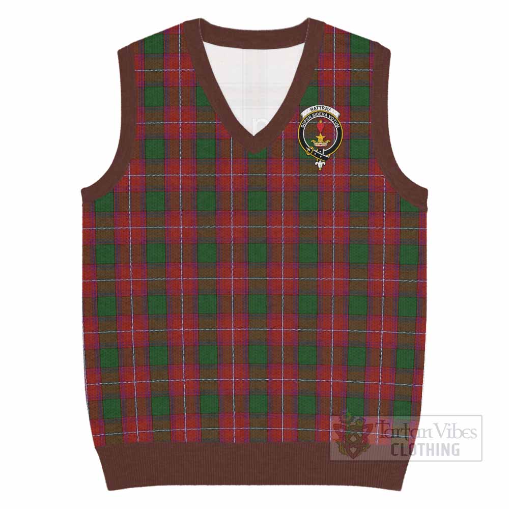 Rattray Tartan Knitted V-Neck Vest with Family Crest - Tartan Vibes Clothing