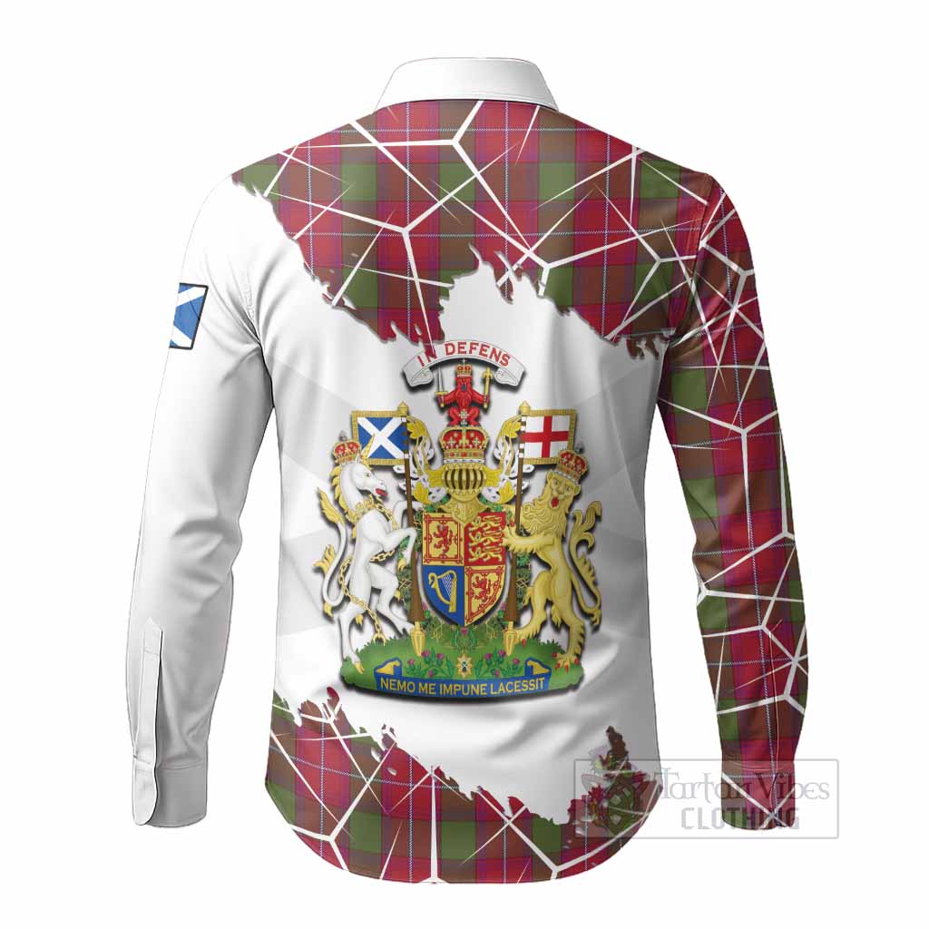Rattray Tartan Long Sleeve Button Shirts with Family Crest and Lion Rampant Grunge Style