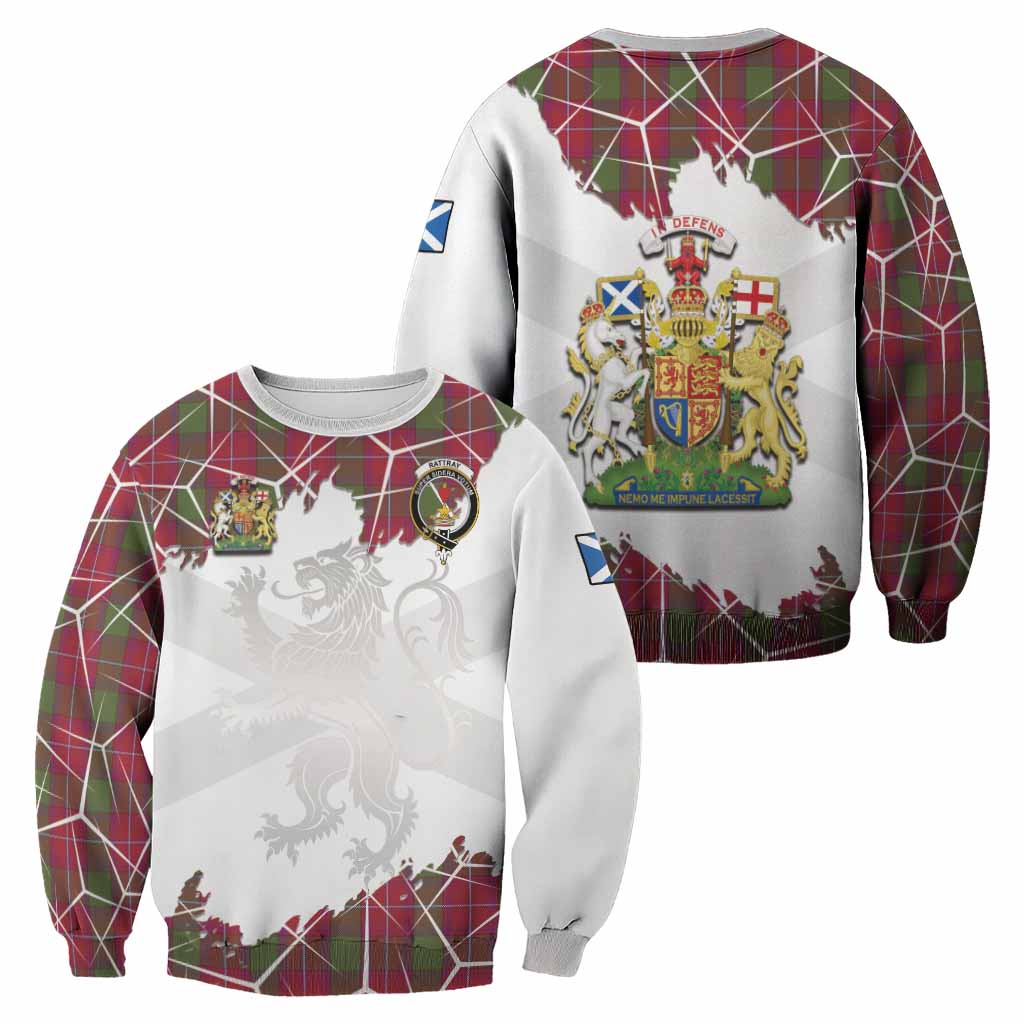 Rattray Tartan Sweatshirt with Family Crest and Lion Rampant Grunge Style