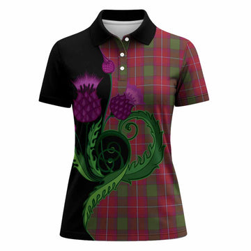 Rattray Tartan Women Polo Shirt Traditional Scottish Thistle