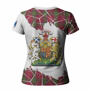 Rattray Tartan Women T shirt with Family Crest and Lion Rampant Grunge Style