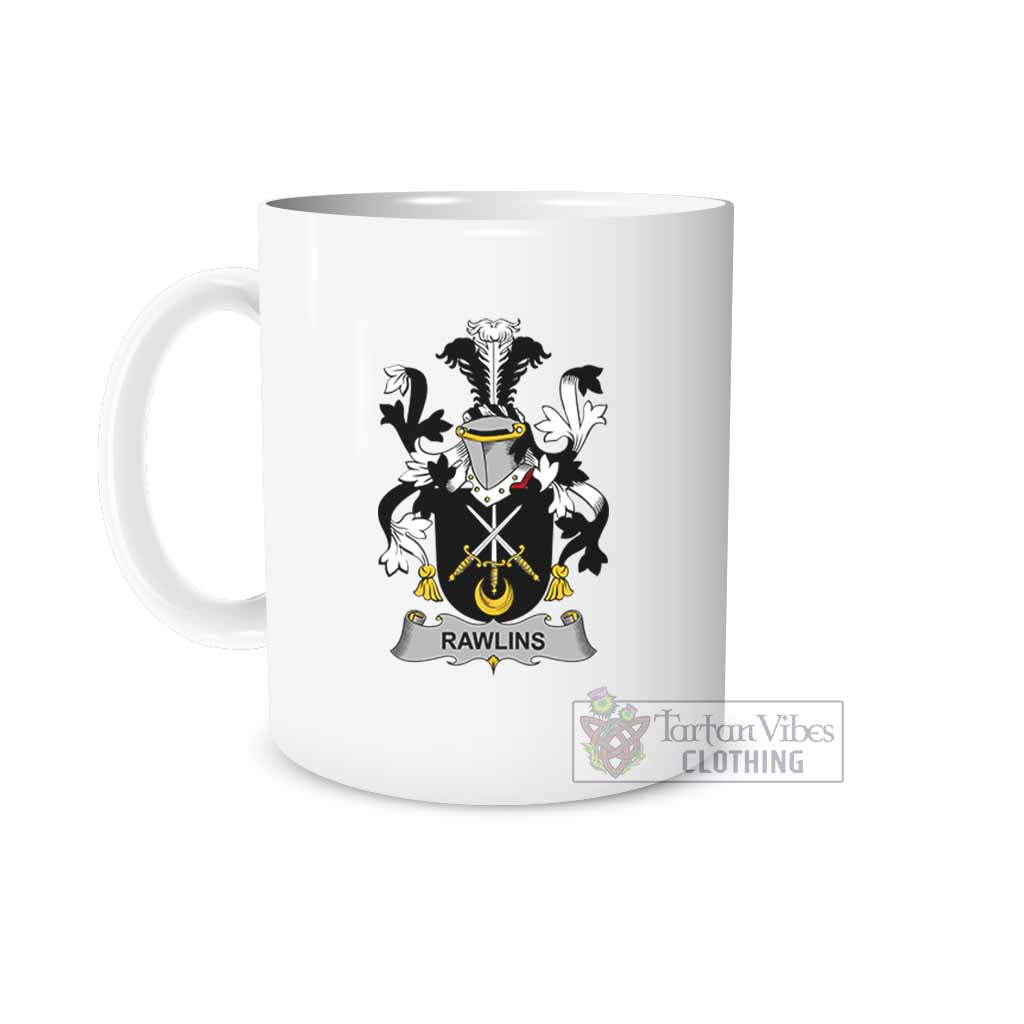 Rawlins Irish Clan Coat of Arms Ceramic Mug White - 2D-tartanvibesclothing