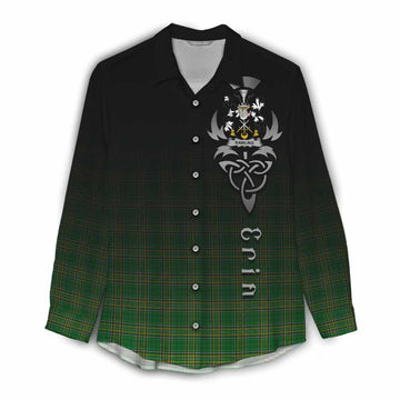 Rawlins Irish Clan Women's Casual Shirt with Coat of Arms Erin Go Bragh Celtic Inspired Female - Tartan Vibes Clothing