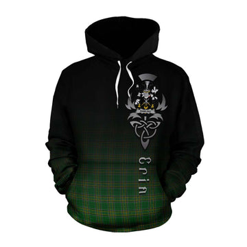 Tartan Vibes Clothing Rawlins Irish Clan Cotton Hoodie with Coat of Arms Erin Go Bragh Celtic Inspired