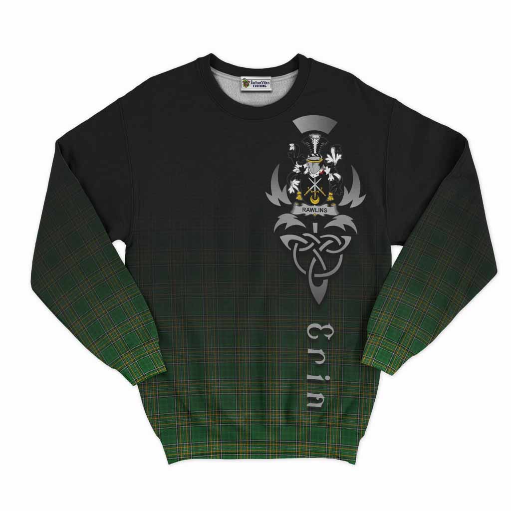 Rawlins Irish Clan Sweatshirt with Coat of Arms Erin Go Bragh Celtic Inspired Unisex - Tartan Vibes Clothing