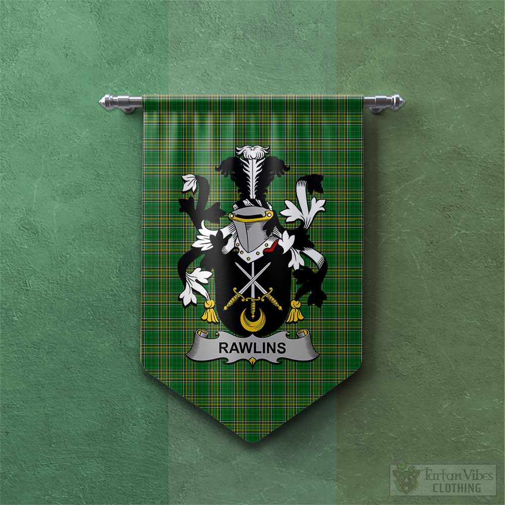 Rawlins Irish Clan Tartan Gonfalon, Tartan Banner with Coat of Arms Chevron - Tartan Vibes Clothing