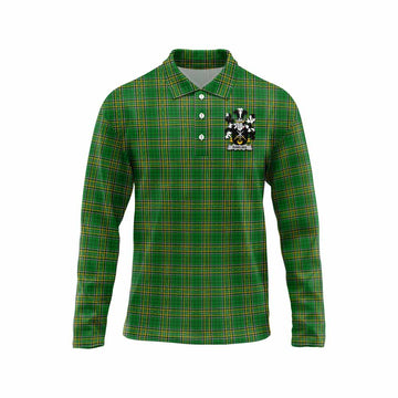 Rawlins Irish Clan Tartan Long Sleeve Polo Shirt with Coat of Arms Unisex - Tartan Vibes Clothing
