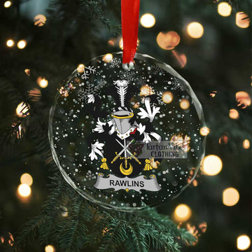 Tartan Vibes Clothing Rawlins Irish Clan Christmas Glass Ornament with Coat of Arms