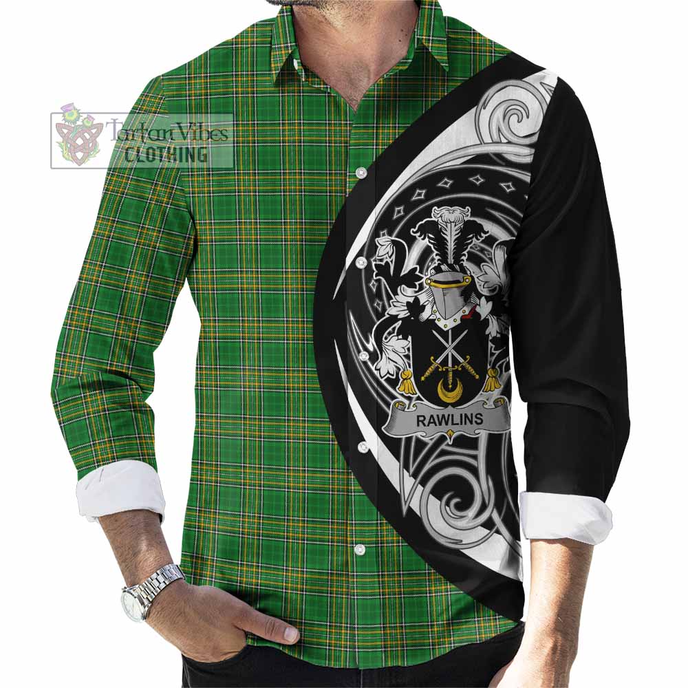 Rawlins Irish Clan Long Sleeve Button Shirt Celtic Circle Style - Tartan Vibes Clothing