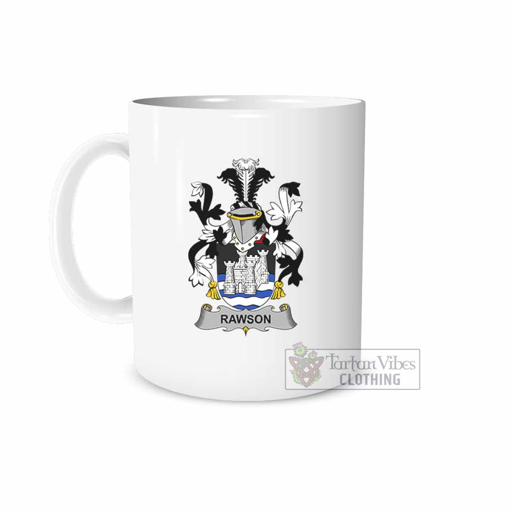 Rawson Irish Clan Coat of Arms Ceramic Mug White - 2D-tartanvibesclothing
