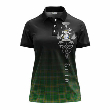 Rawson Irish Clan Women's Polo Shirt with Coat of Arms Erin Go Bragh Celtic Inspired Women - Tartan Vibes Clothing