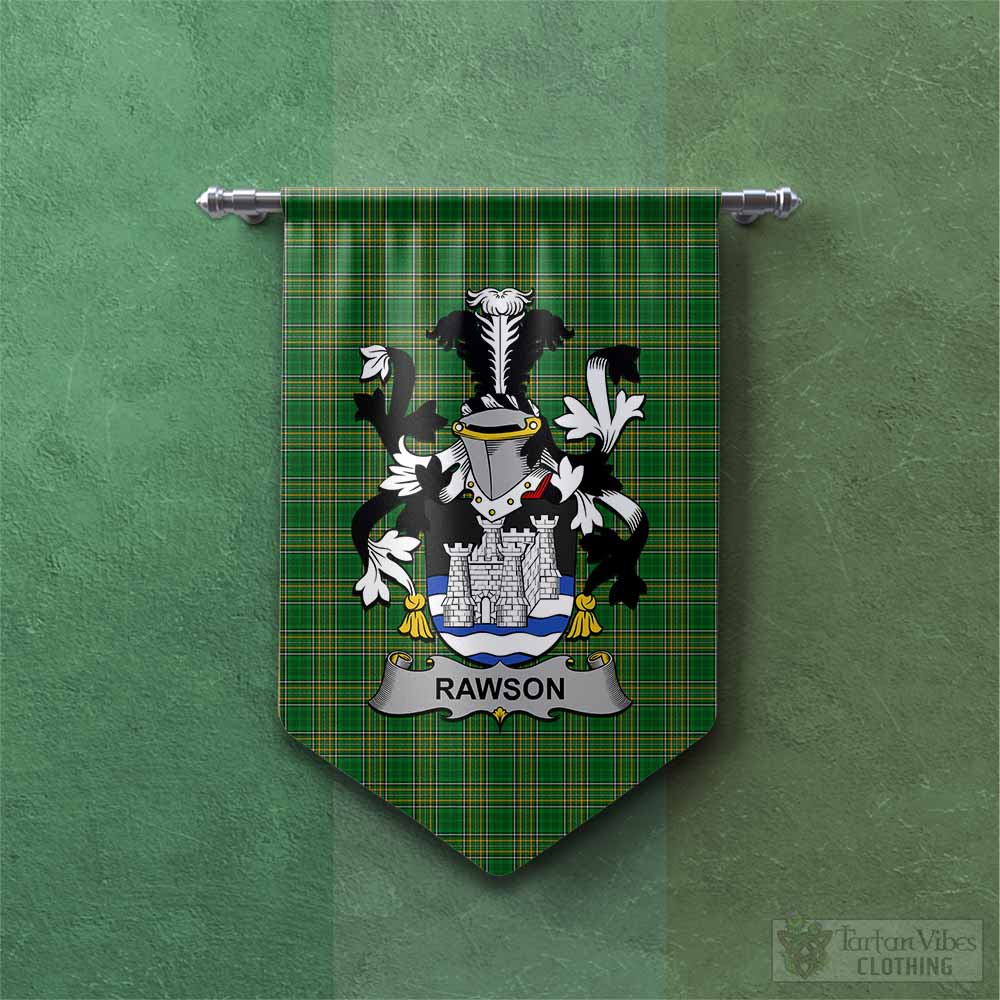 Tartan Vibes Clothing Rawson Irish Clan Tartan Gonfalon, Tartan Banner with Coat of Arms