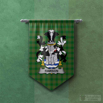 Rawson Irish Clan Tartan Gonfalon, Tartan Banner with Coat of Arms