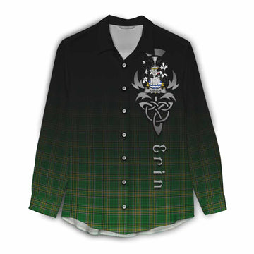 Rawson Irish Clan Women's Casual Shirt with Coat of Arms Erin Go Bragh Celtic Inspired Female - Tartan Vibes Clothing