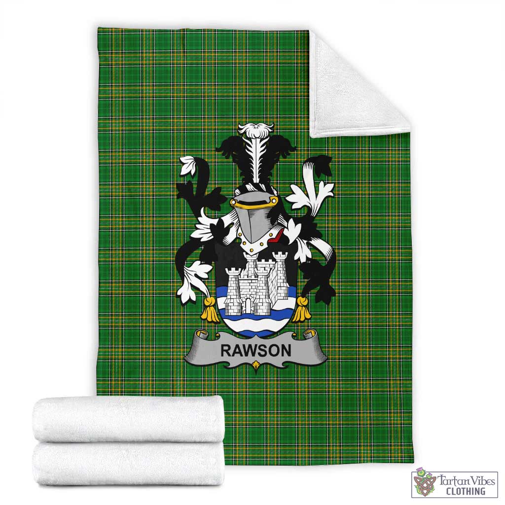Rawson Irish Clan Tartan Blanket with Coat of Arms X-Large 59 x 79 inches 150 x 200 cm - Tartan Vibes Clothing
