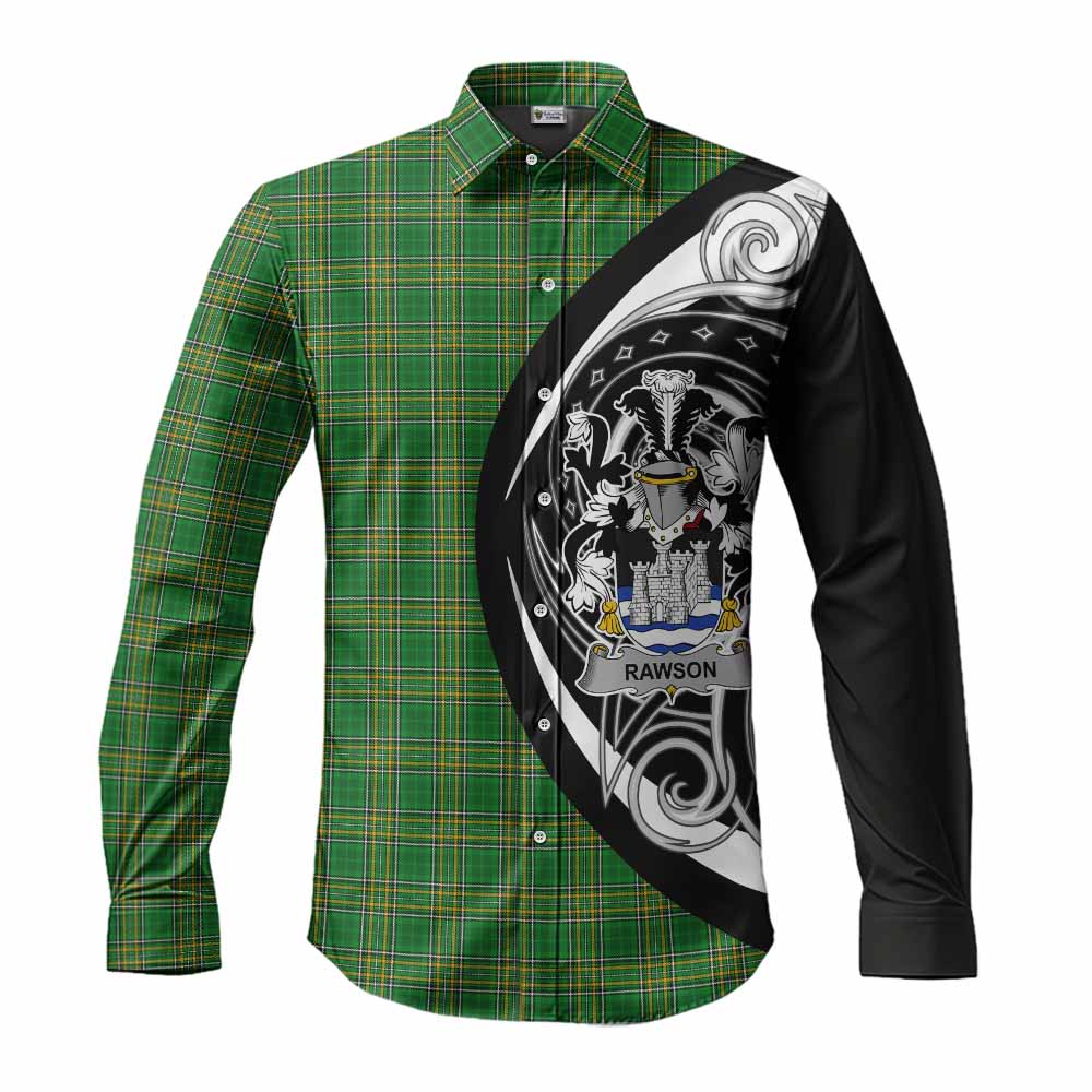Tartan Vibes Clothing Rawson Irish Clan Long Sleeve Button Shirt Celtic Circle Style