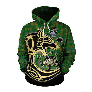 Rawson Irish Tartan Cotton Hoodie with Coat of Arms Celtic Wolf Style Pullover Hoodie XS - Tartan Vibes Clothing