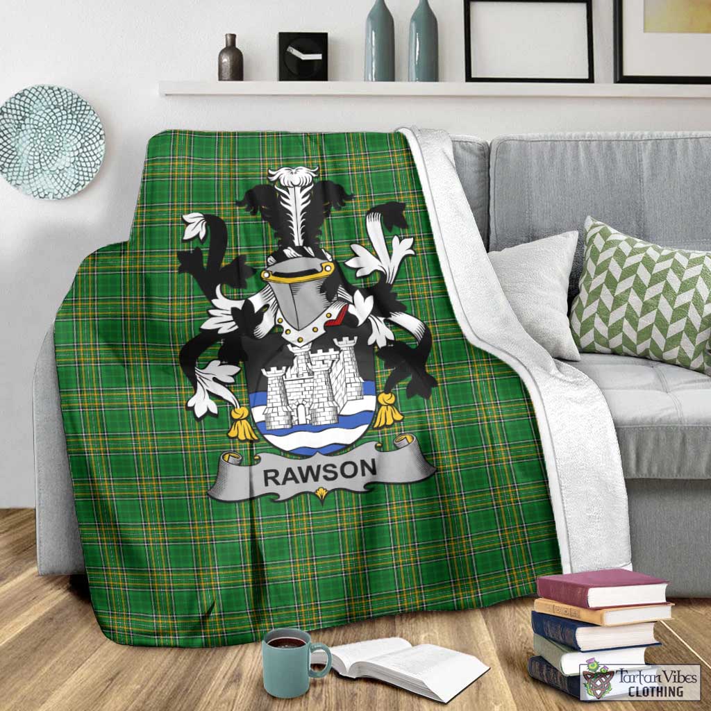Rawson Irish Clan Tartan Blanket with Coat of Arms - Tartan Vibes Clothing
