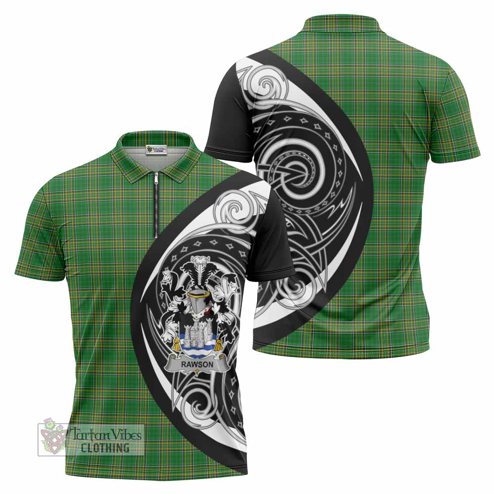 Rawson Irish Clan Zipper Polo Shirt Celtic Circle Style - Tartan Vibes Clothing