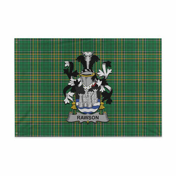 Rawson Irish Clan Tartan House Flag with Coat of Arms