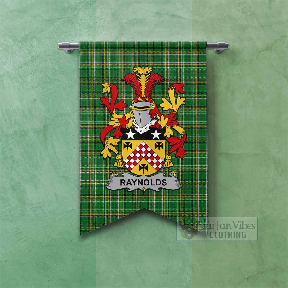Tartan Vibes Clothing Raynolds Irish Clan Tartan Gonfalon, Tartan Banner with Coat of Arms