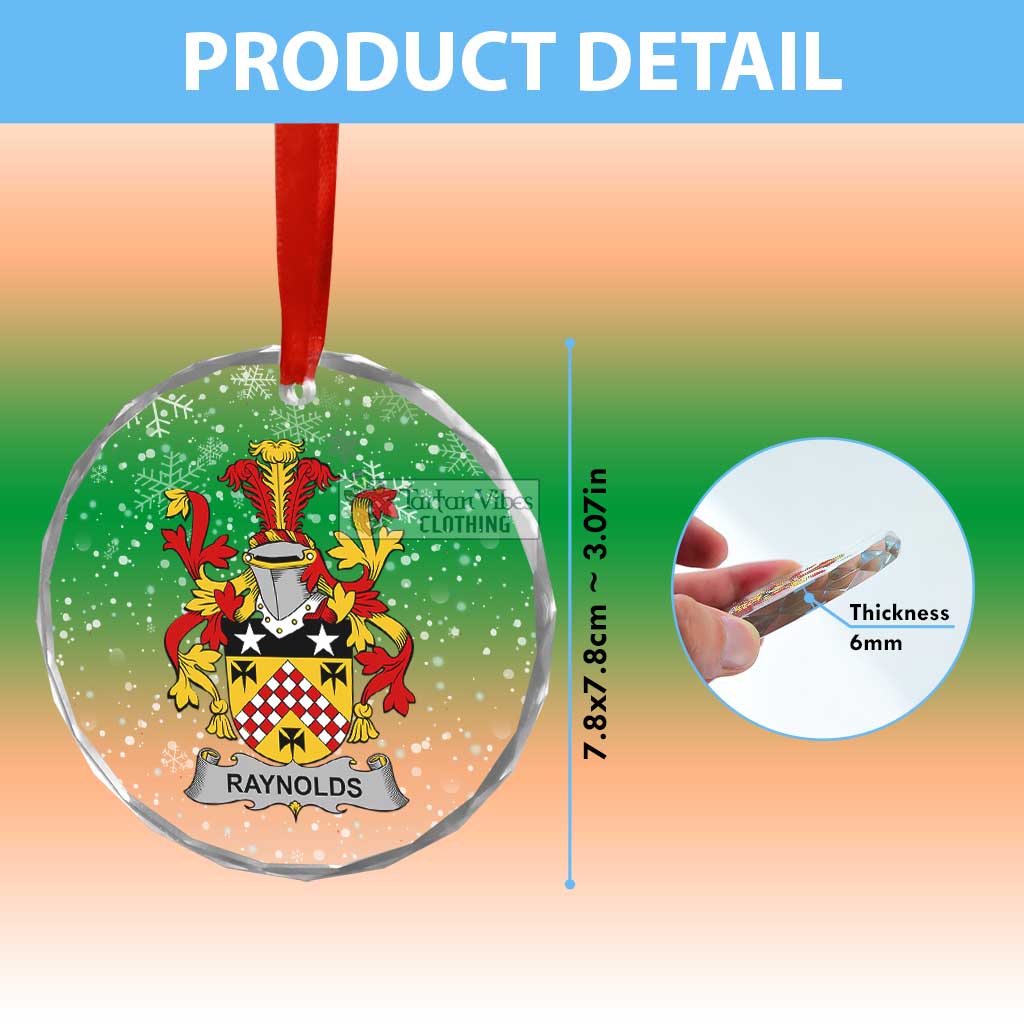 Tartan Vibes Clothing Raynolds Irish Clan Christmas Glass Ornament with Coat of Arms