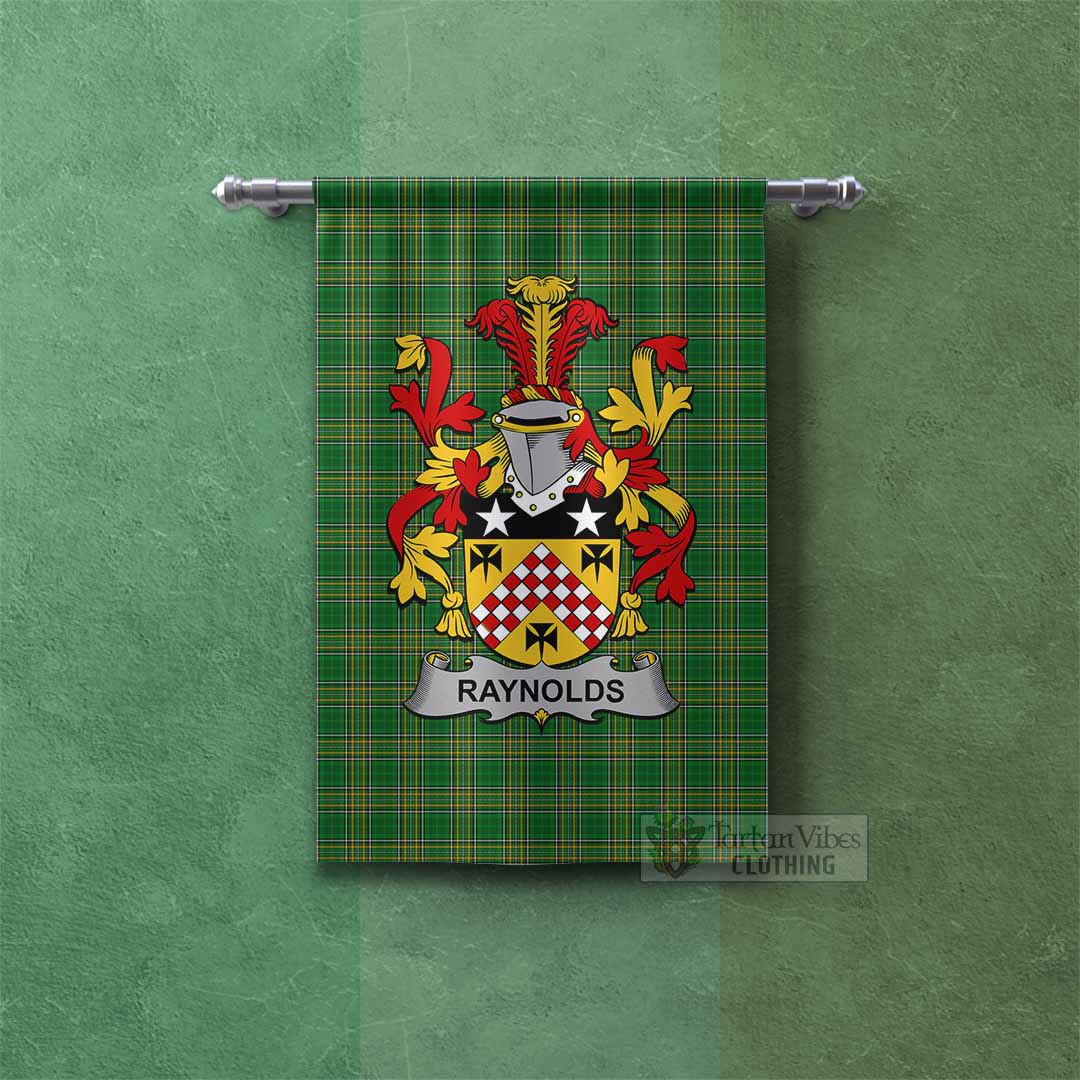 Tartan Vibes Clothing Raynolds Irish Clan Tartan Gonfalon, Tartan Banner with Coat of Arms
