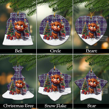 RCAF Tartan Christmas Ceramic Ornament with Adorable Highland Coo