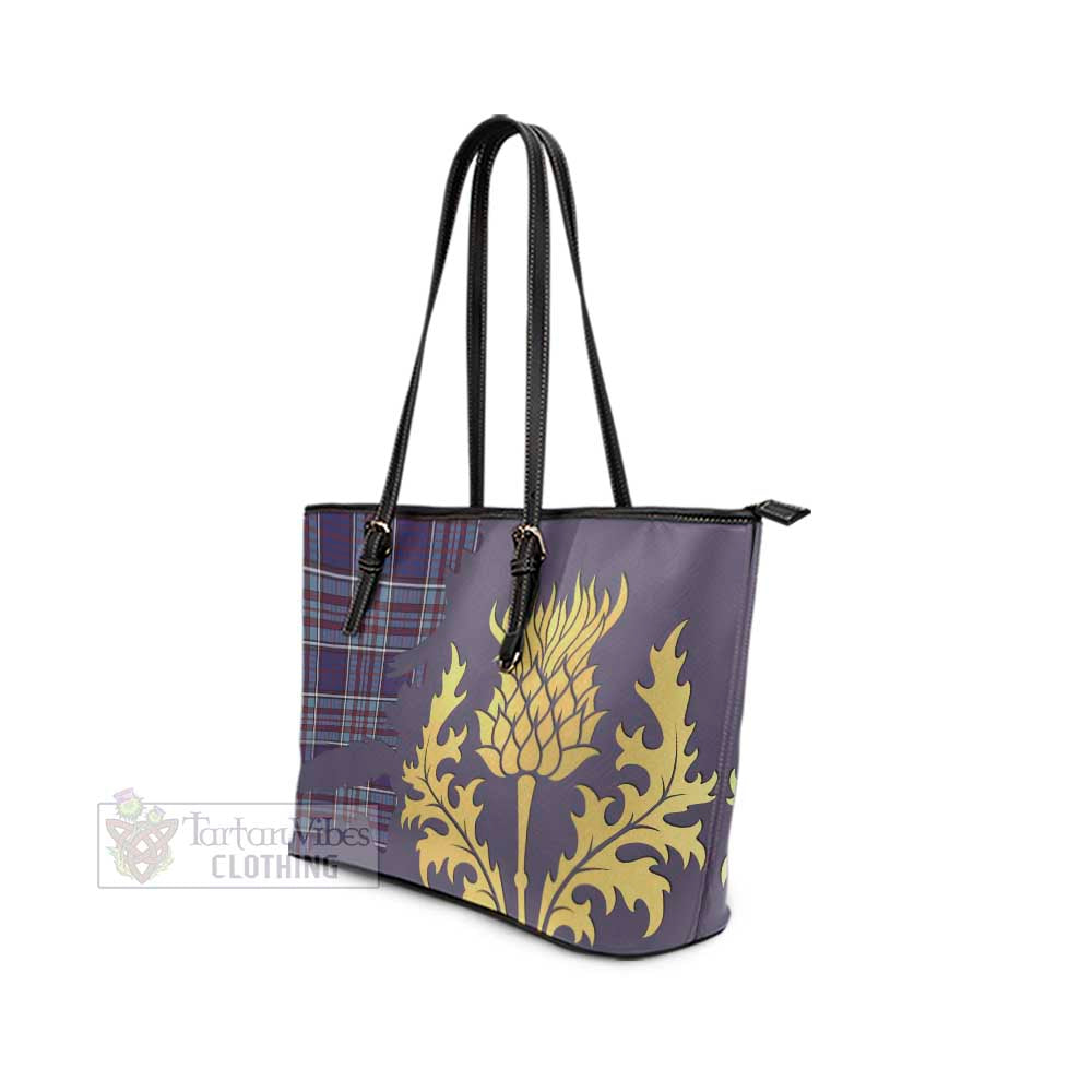 Tartan Vibes Clothing RCAF Tartan Leather Tote Bag Gold Thistle Style