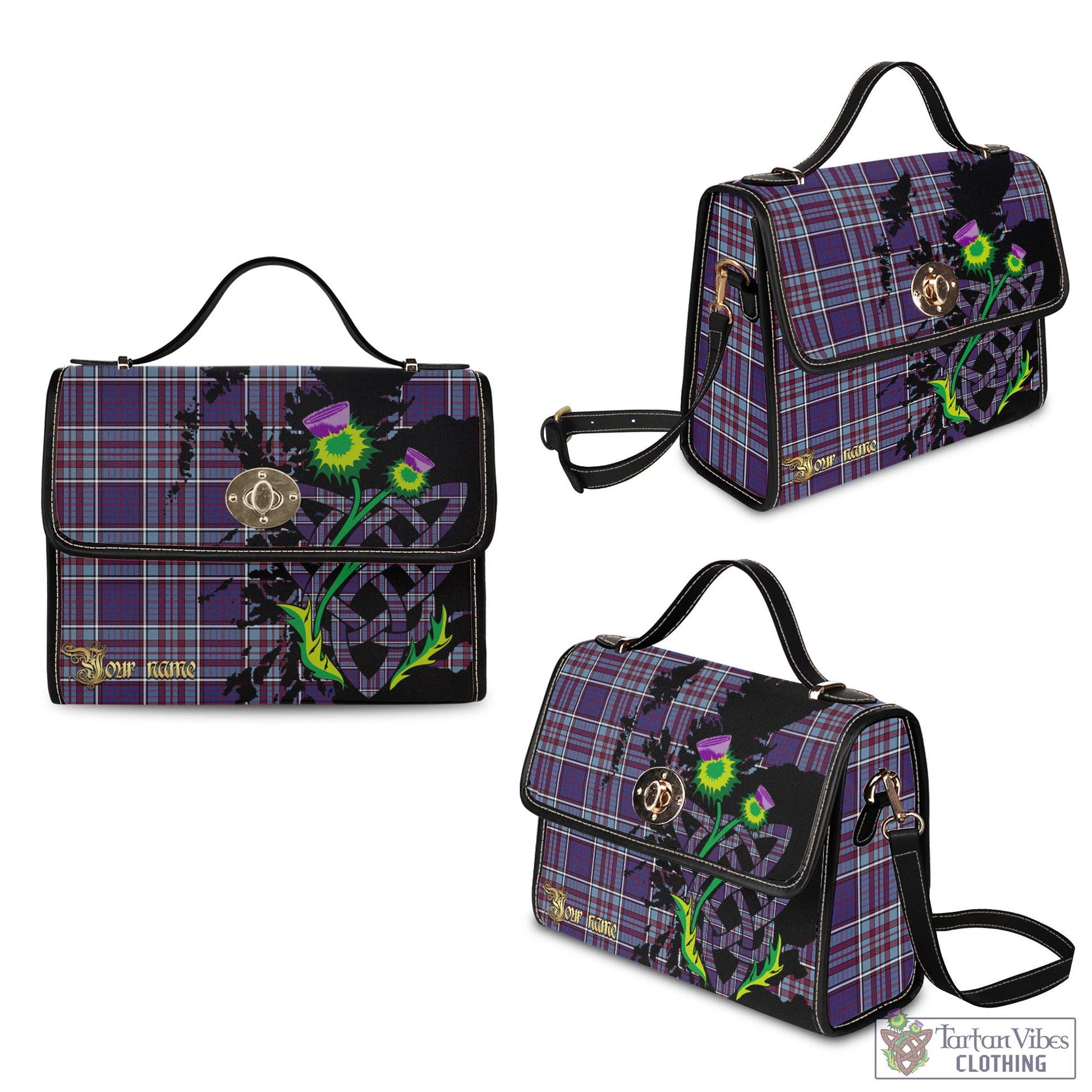 Tartan Vibes Clothing RCAF Tartan Waterproof Canvas Bag with Scotland Map and Thistle Celtic Accents