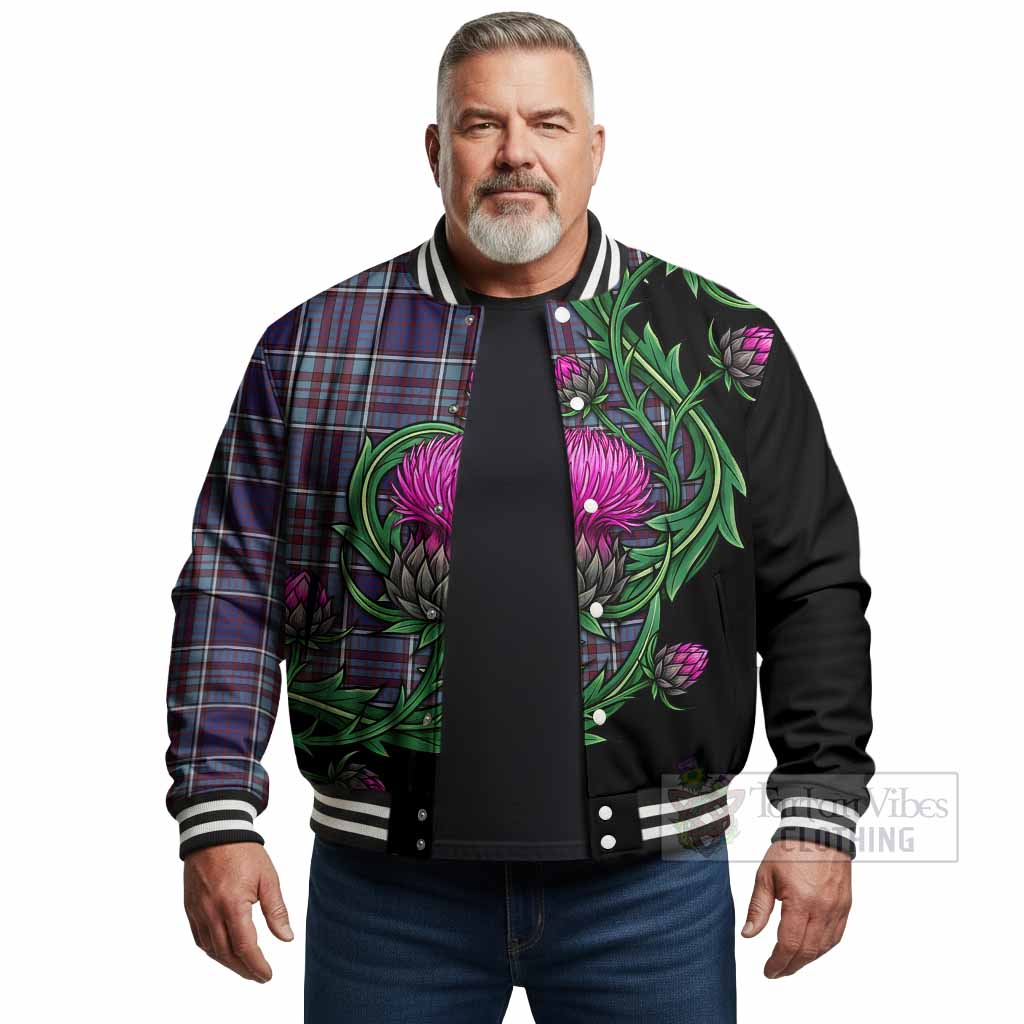 RCAF Tartan Baseball Jacket Resilient Scottish Thistle - Tartan Vibes Clothing