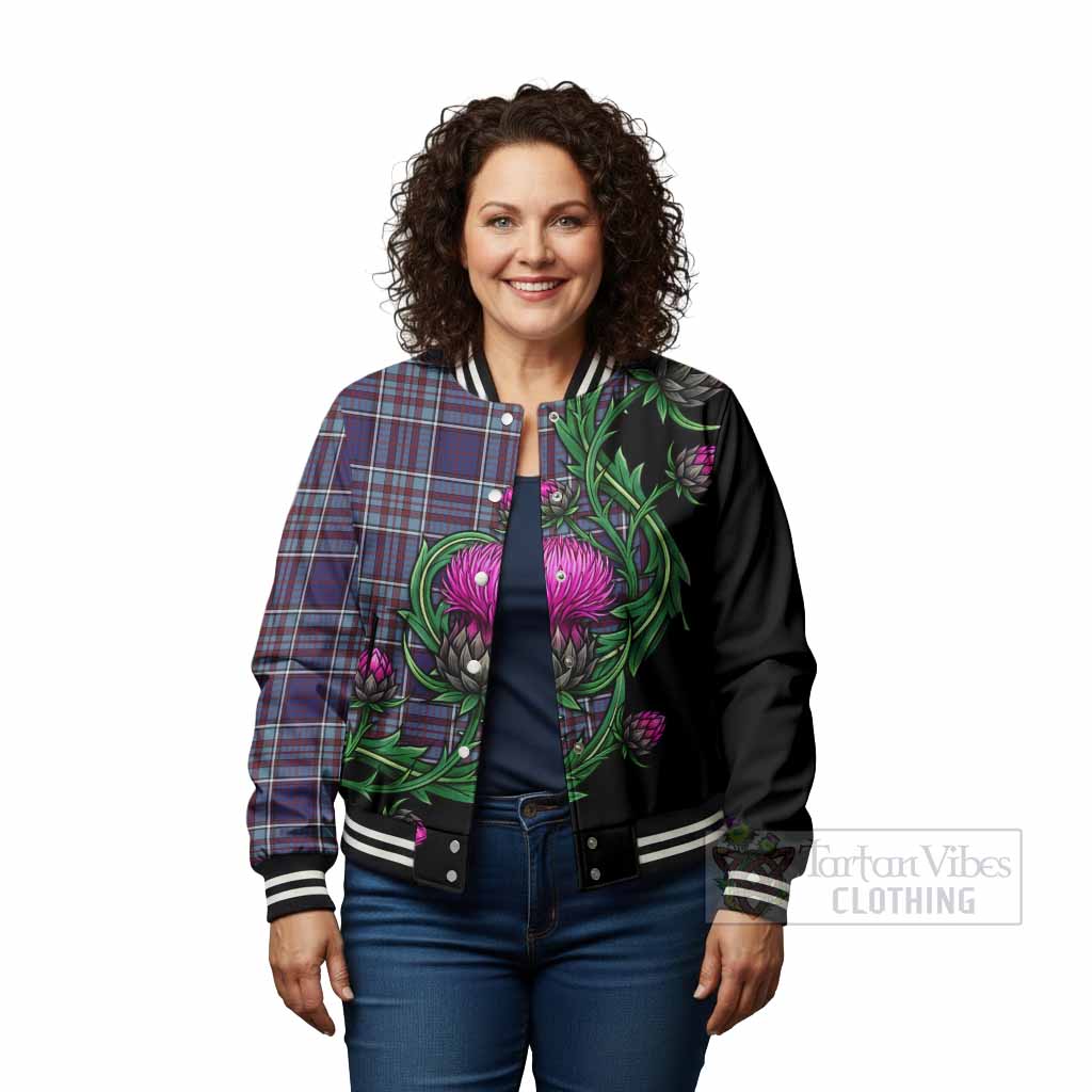 RCAF Tartan Baseball Jacket Resilient Scottish Thistle - Tartan Vibes Clothing