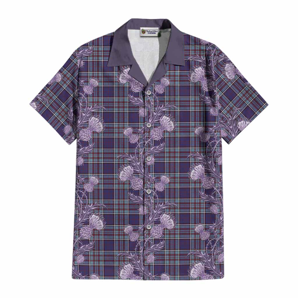 RCAF Tartan Cotton Hawaiian Shirt Seamless Scottish Thistle Flowers