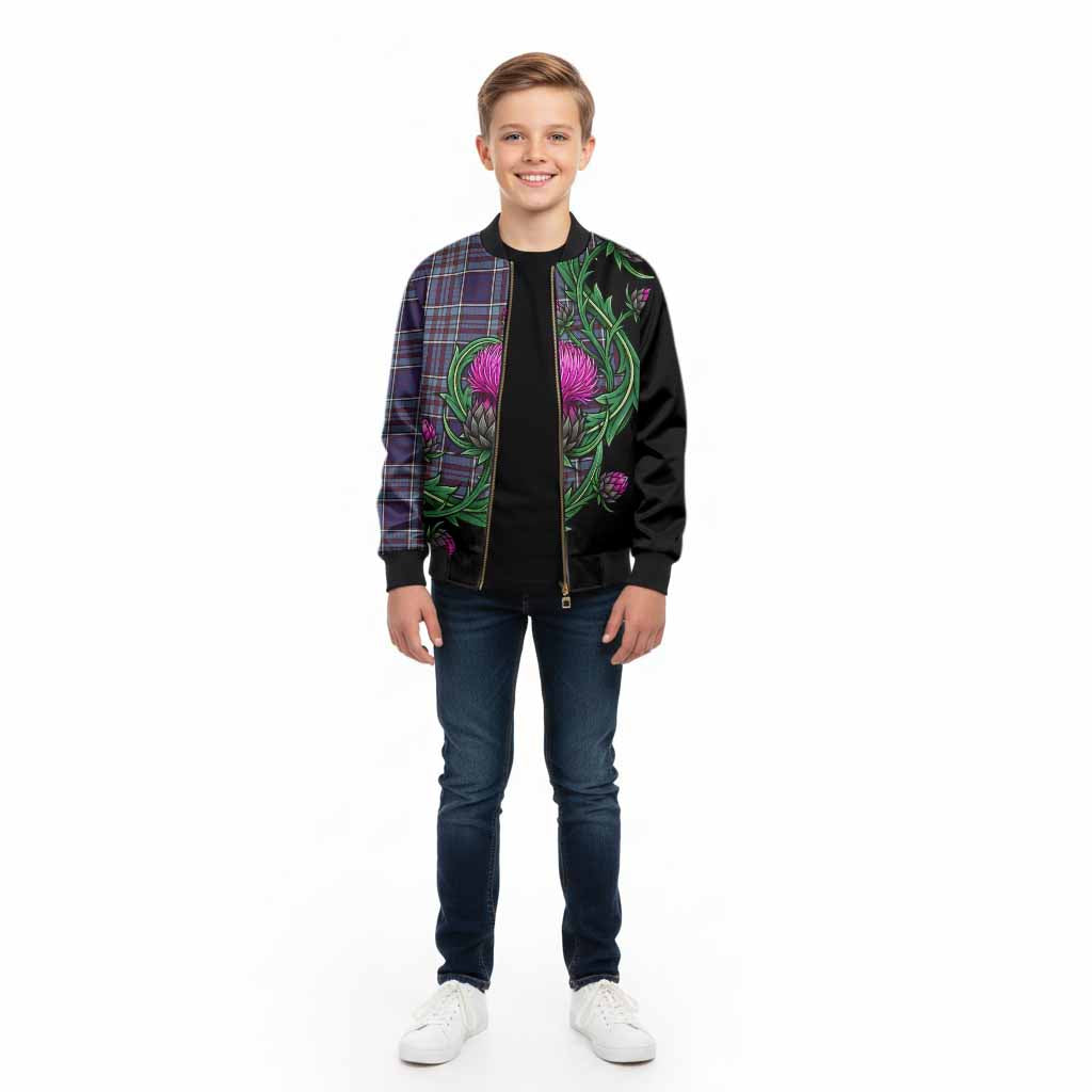 RCAF Tartan Kid Bomber Jacket Resilient Scottish Thistle - Tartan Vibes Clothing